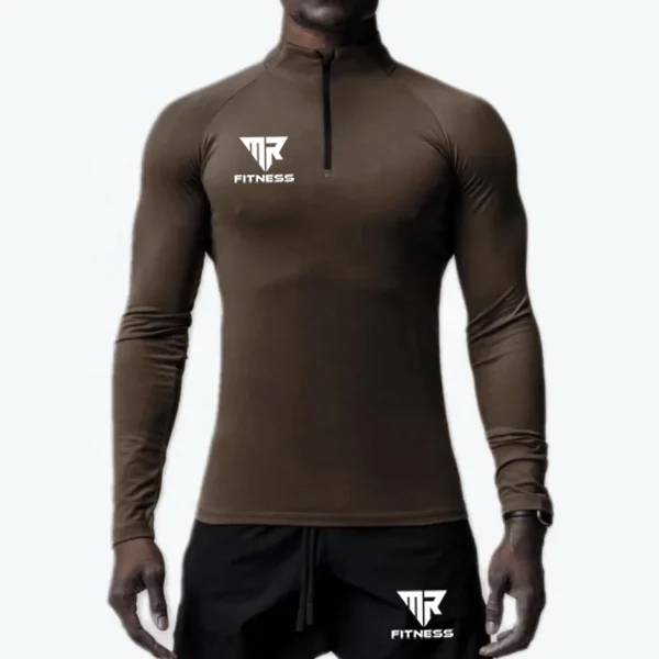 SK Mr. Fitness Men Compression Sleeve Zipper shirt.